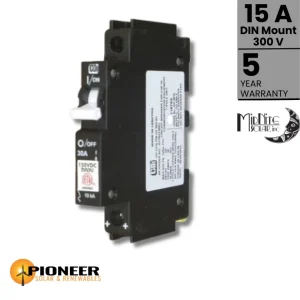 Midnite Solar 15A DIN Mount DC Breaker (300 VDC) | Pioneer Solar and Renewables Inc.