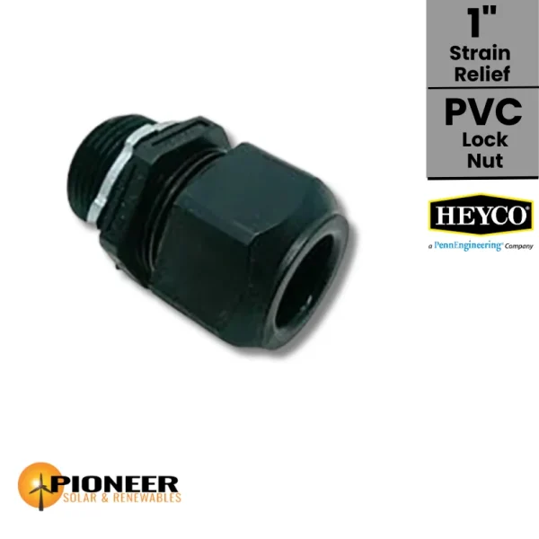 10054-1″-Strain-Relief-Connector-c_w-Lock-Nut 1" Strain Relief Connector c/w Lock Nut - Pioneer Solar and Renewables Inc. offers high-quality strain relief connectors for secure and reliable electrical connections.