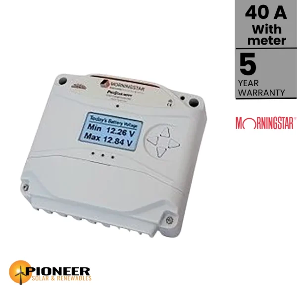 Morningstar 40A ProStar MPPT Charge Controller with Meter | Pioneer Solar and Renewables Inc. Morningstar 40A ProStar MPPT Charge Controller with Meter